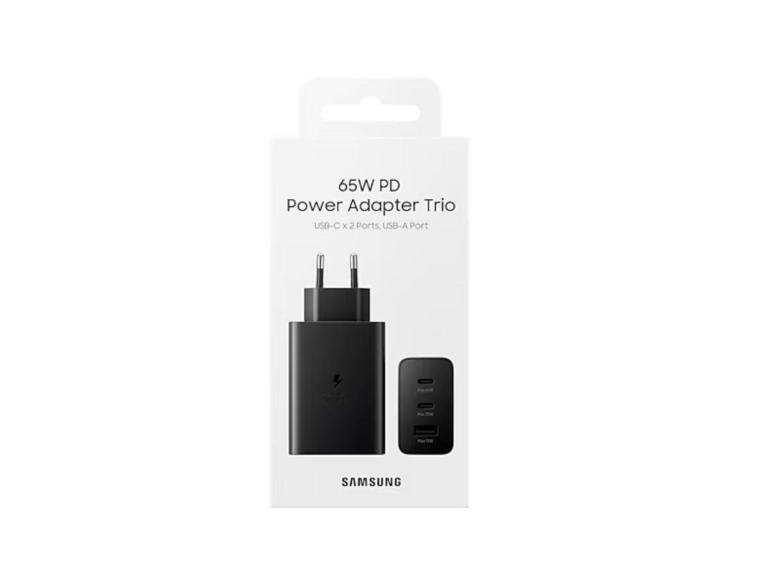 Buy Samsung 65W Power Adapter Trio - Black for Fast Charging in Qatar Buy Samsung 65W Power Adapter Trio - Black for Fast Charging in Qatar